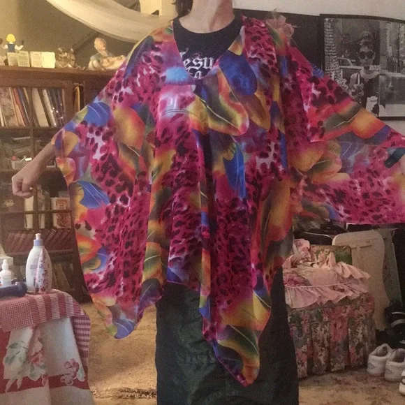 Ladies thin multi colored poncho - Picture 1 of 1